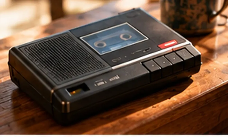 An old cassette recorder on a kitchen table